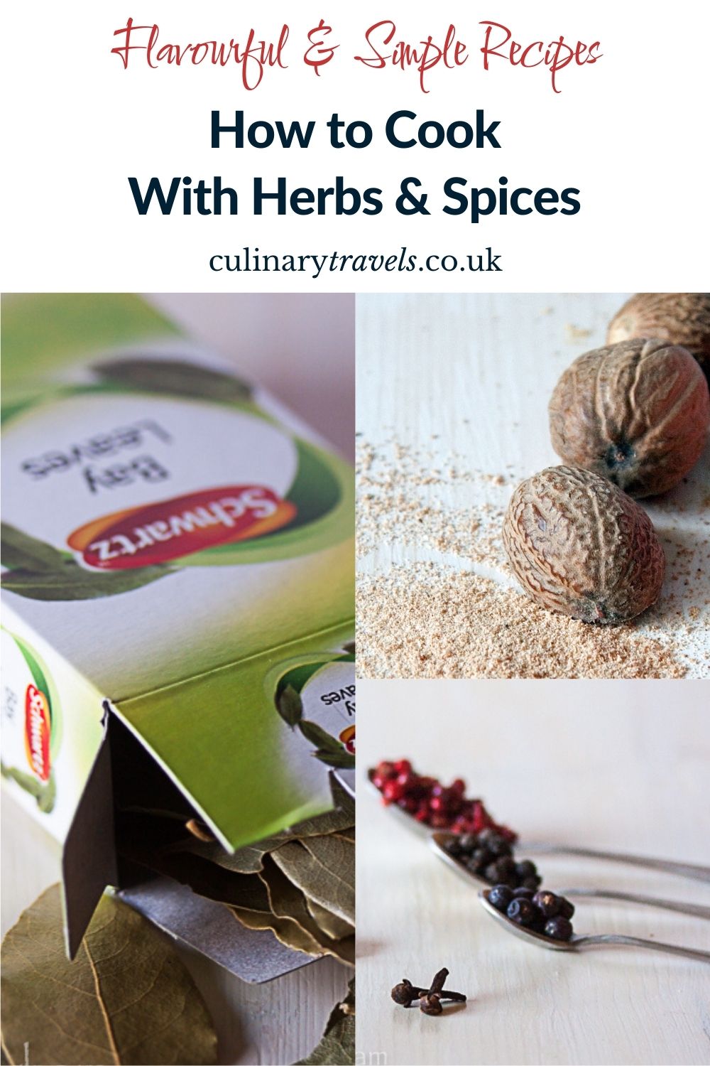 Cooking With Herbs & Spices | Comfort Food & Mediterranean Recipes Pinterest Collage Graphic